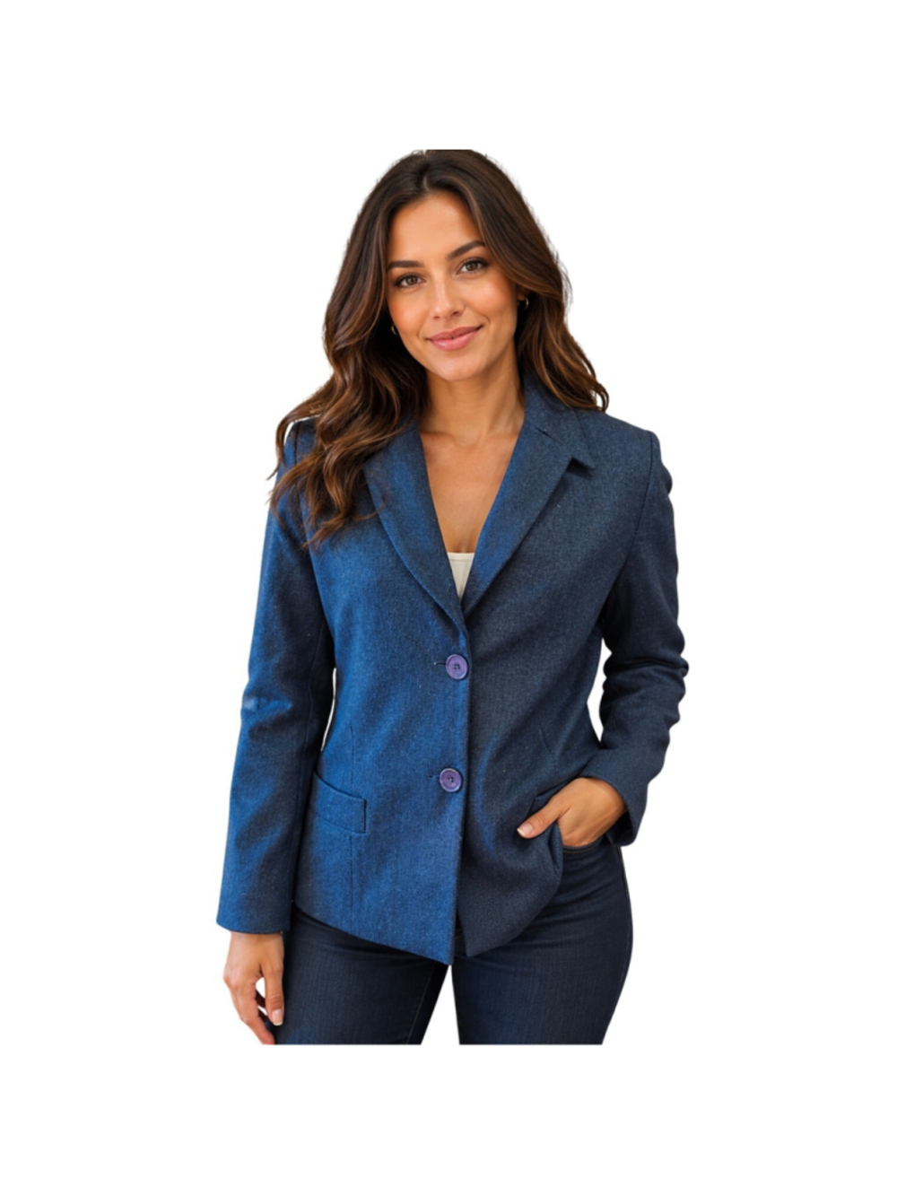 Dk teal 4P 4 PETITE wool blend vintage worthington lined blazer proffesional
